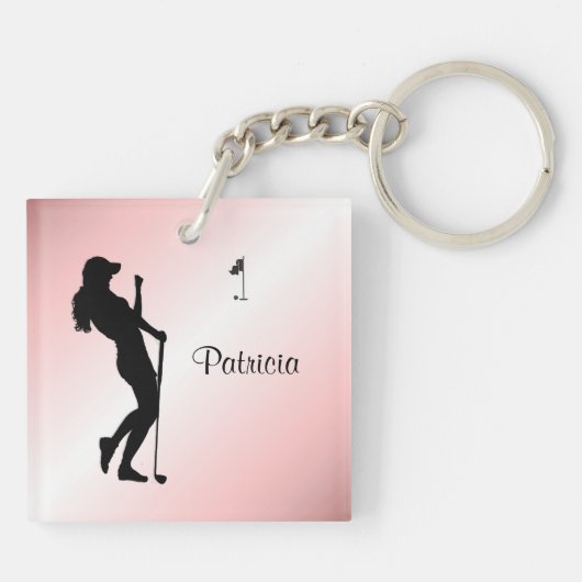 Dames Golfer Personal Roze Sleutelhanger (Achterkant)