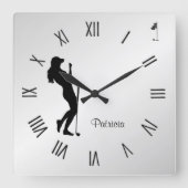 Dames Golfer Personal Square Wall klok (Voorkant)