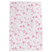 Dames Golfpatroonroze witte preppy-tegel Medium Cadeauzakje (Achterkant)