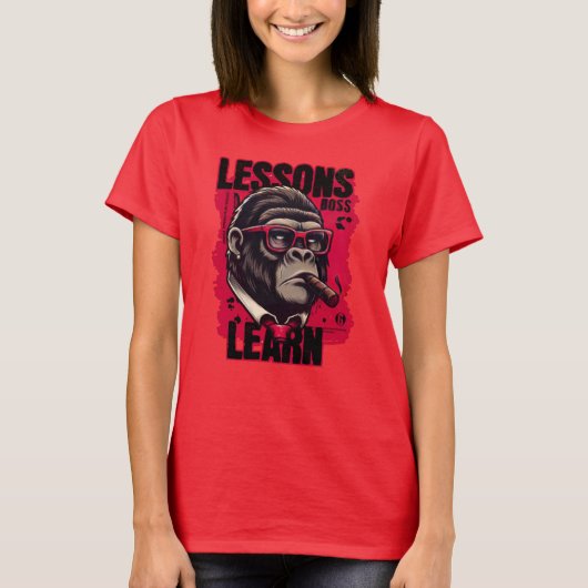 Dames Gorilla Baas Lessen Leren T Shirt  (Voorkant)