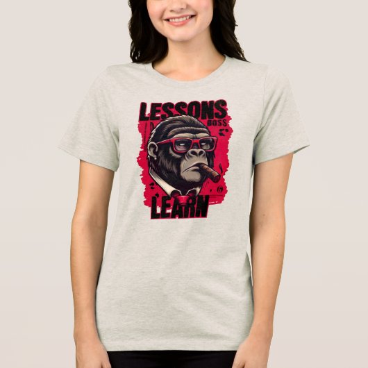 Dames Gorilla Baas Lessen Leren T-shirt (Voorkant)
