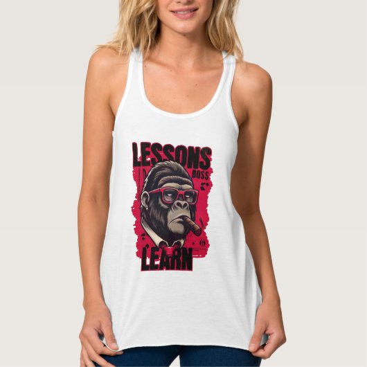 Dames Gorilla Baas Lessen Leren Tank Top (Voorkant)