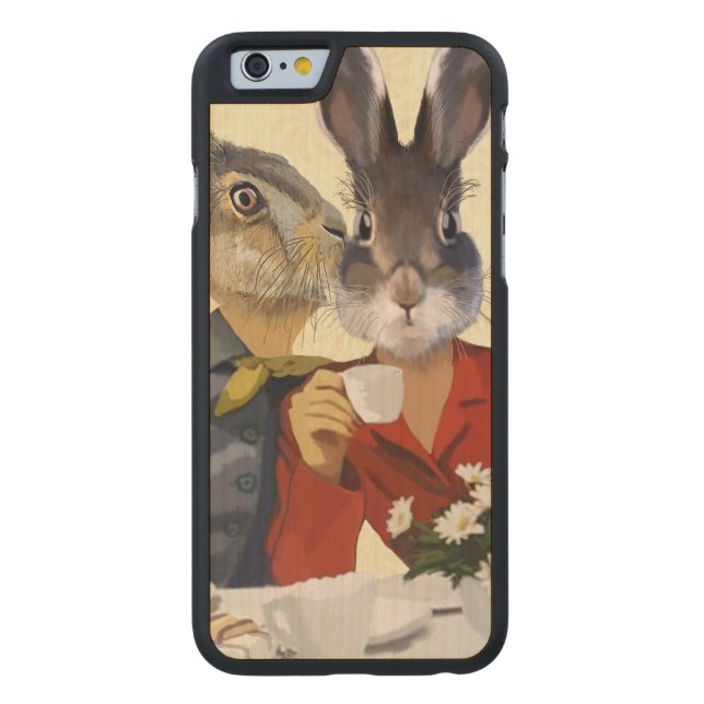 Dames Gossiping 2 Carved Wood iPhone Hoesje (Achterkant)