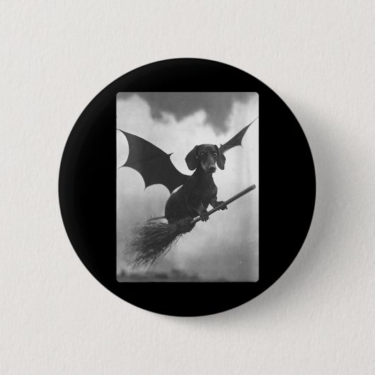 Dames gotische Das-witch-bezemvleermuisvleugels Ronde Button 5,7 Cm (Voorkant)