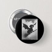 Dames gotische Das-witch-bezemvleermuisvleugels Ronde Button 5,7 Cm (Voorkant /achterkant)