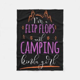 Dames grappig camper shirt flip flops en camping K Fleece Deken