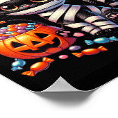 Dames Grappig Halloween Zwart Kat Pompoen Snoep of Poster (Hoek)