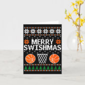 Dames grappig Merry Swishmas Kerst Basketbal Lelij Kaart (Gele Bloem)