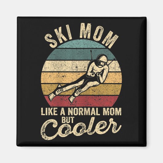 Dames grappig skiën moeder skiër Moederdag winter  Magneet (Voorkant)