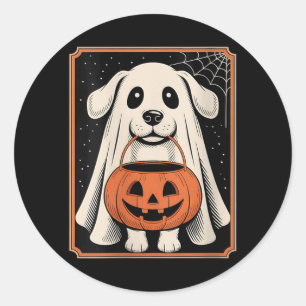 Dames grappig spookhond Halloween T-shirt Hallowee Ronde Sticker