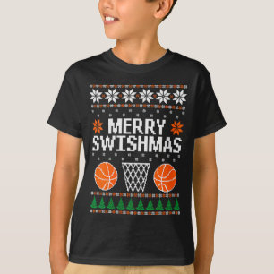 Dames grappig vrolijk Swishmas Kerstmis basketbal  T-shirt