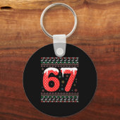 Dames Grappige 67 Meme Kerst Pjs Zes Zeven Gen A Sleutelhanger (Voorkant)