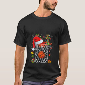 Dames grappige basketbal mand rendier kerstman hoe t-shirt