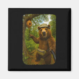 Dames grappige beer selfie bij bijenkorf wandelen  magneet