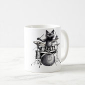Dames grappige drummer Zwarte Kat Drumstel Kitty Koffiemok (Voorkant rechts)