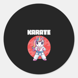 Dames Grappige Eenhoorn Karate Meisje Karate Marti Ronde Sticker