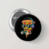 Dames grappige gamer pizza eten videogames mannen ronde button 5,7 cm (Voorkant /achterkant)
