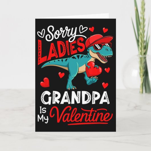 Dames Grappige Grap Opa Is Mijn Valentijn T-rex T- Kaart (Voorkant)