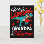 Dames Grappige Grap Opa Is Mijn Valentijn T-rex T- Kaart (Gele Bloem)
