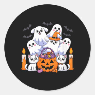 Dames grappige Halloween hond spook Halloween hond Ronde Sticker