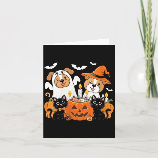 Dames grappige Halloween-hond verkleed als spook Kaart (Voorkant)