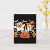 Dames grappige Halloween-hond verkleed als spook Kaart (Gele Bloem)