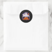 Dames grappige Halloween hond verkleed als spook Ronde Sticker (Tas)