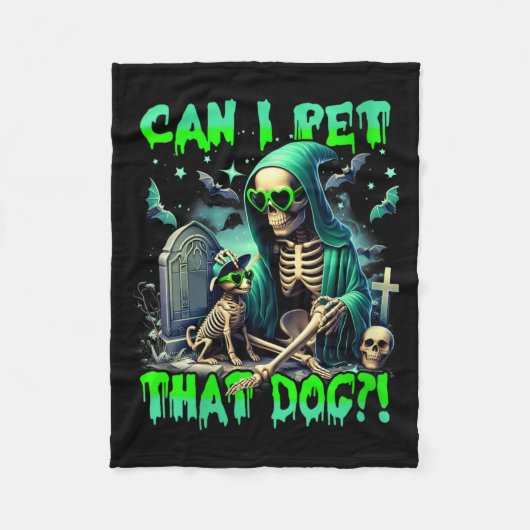 Dames grappige hondenliefhebber skelet Halloween h Fleece Deken (Voorkant)