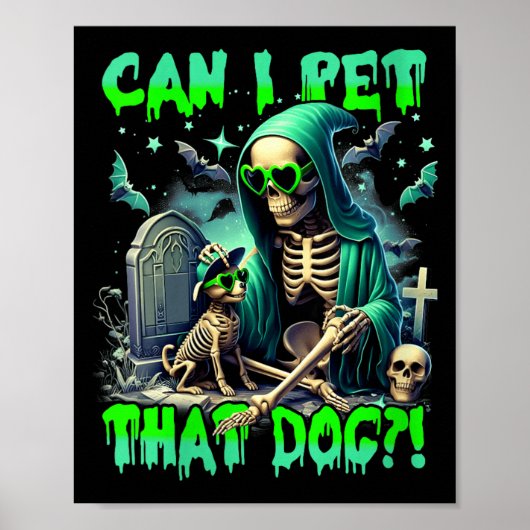 Dames grappige hondenliefhebber skelet Halloween h Poster (Voorkant)