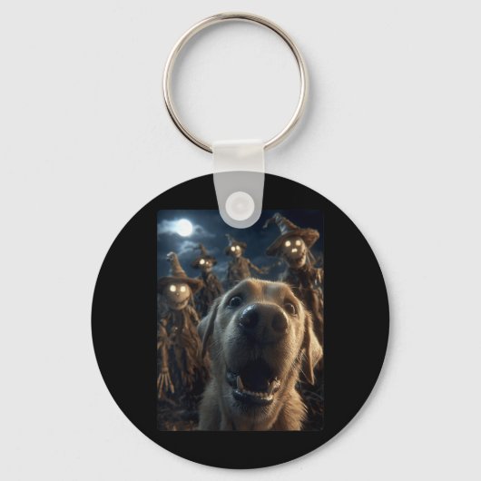 Dames Grappige Labrador Selfie Met Vogelverschrikk Sleutelhanger (Voorkant)
