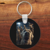 Dames Grappige Labrador Selfie Met Vogelverschrikk Sleutelhanger (Voorkant)
