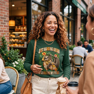 Dames grappige luiaard 50e verjaardagsshirt t-shirt