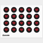 Dames grappige pickleball-liefde hartvorm valentij ronde sticker (Vel)
