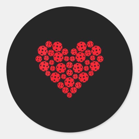 Dames grappige pickleball-liefde hartvorm valentij ronde sticker (Voorkant)