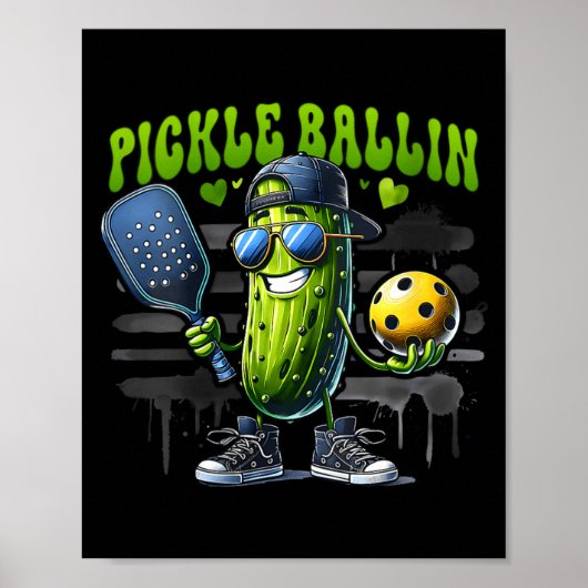 Dames grappige pickleball speler paddleball augurk poster (Voorkant)