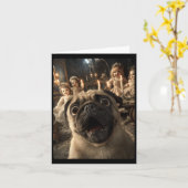 Dames grappige pug selfie met griezelige poppen sp kaart (Gele Bloem)
