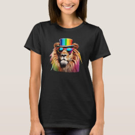 Dames grappige regenboog leeuw T-shirt