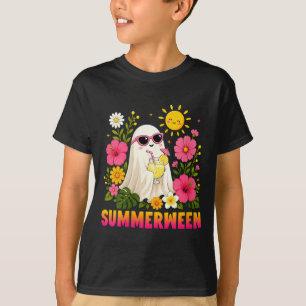 Dames grappige zomer Halloween schattig spookachti T-shirt