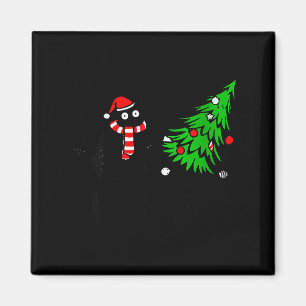 Dames grappige zwarte kat cadeau kerstboom duwen magneet