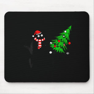 Dames grappige zwarte kat cadeau kerstboom duwen muismat