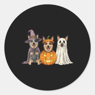 Dames Griezelige Geest Blue Heeler Pompoen Hallowe Ronde Sticker