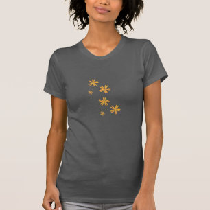Dames Grijs Slim Fit T-Shirt met gele bloem