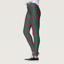 Dames groene argyle leggings