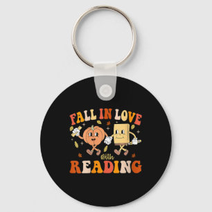 Dames Groovy Herfst Verliefd Op Lezen Thanksgiving Sleutelhanger