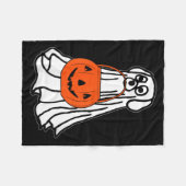 Dames Halloween Geest Hond V-Nek Fleece Deken (Voorkant (Horizontaal))