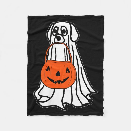 Dames Halloween Geest Hond V-Nek Fleece Deken (Voorkant)
