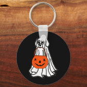 Dames Halloween Geest Hond V-Nek Sleutelhanger (Voorkant)