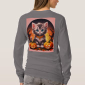 Dames Halloween Grijs Kitten T-shirt (Achterkant)