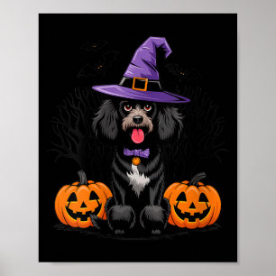 Dames Halloween Hekserige Zwarte Standaard Poodle  Poster