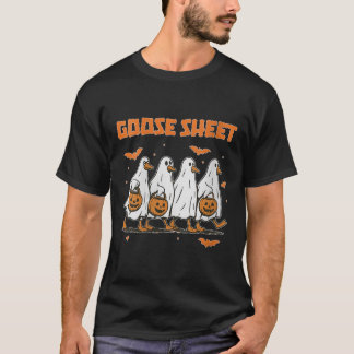 Dames Halloween Herfst Gans Laken Geest Bloemig He T-shirt